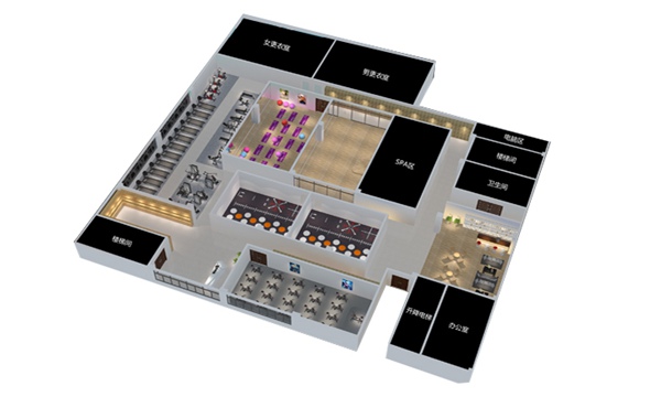 1700平方健身房配置方案-广西快盈VIII体育健身器材有限公司